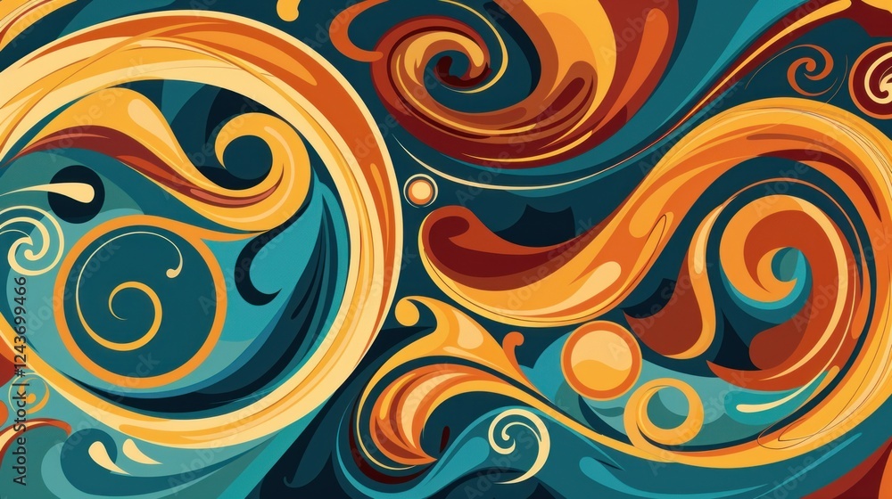 Poster a simple abstract vector design with colorful swirls and patterns. stock photo --ar 16:9 --style raw