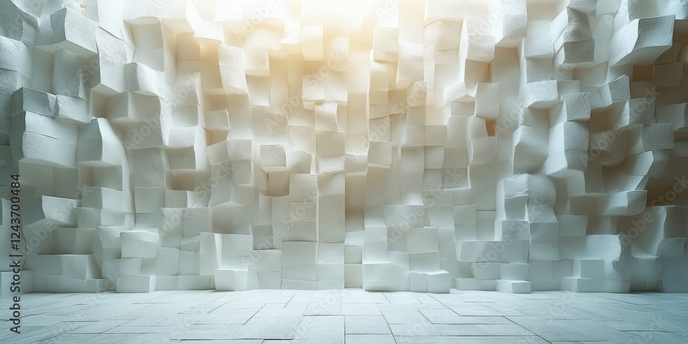 Poster white block wall background texture pattern with natural light and shadows