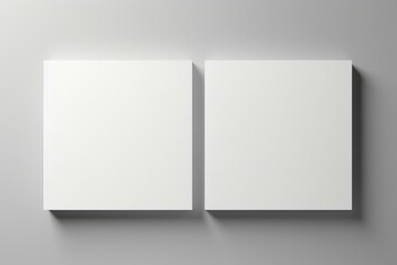 Fototapeta premium Two blank white canvases side by side on a gray wall