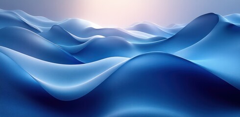 Fototapeta premium Tranquil Abstract Blue Curves Background Design Illustration