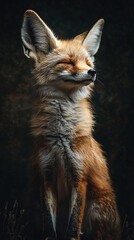 Fototapeta premium HD Phone Wallpaper Serene Red Fox Portrait Majestic Wildlife in Dark Moody Setting