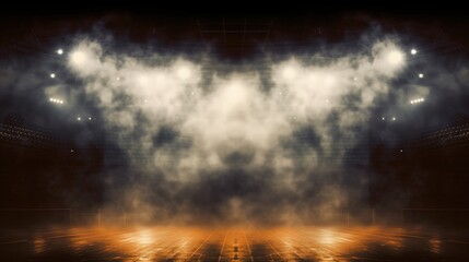 Fototapeta premium Bright Stadium Arena Lights with Smoky Atmosphere for Event or Performance Showcase in a Modern Setting
