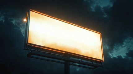 Fototapeta premium Blank Illuminated Billboard at Night