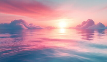 Fototapeta premium Serene Minimalist Landscape Ethereal Light Pastel Gradient Calm Tranquility Digital Abstract Art