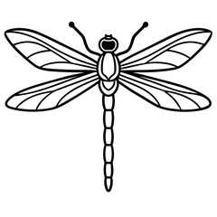 Stylized Dragonfly Drawing with Detailed Wings and Body
