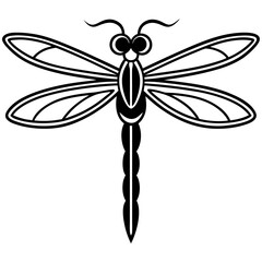 Stylized Dragonfly Drawing with Detailed Wings and Body