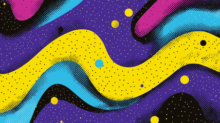 Obraz premium Colorful abstract background with wavy patterns and dots in vibrant hues