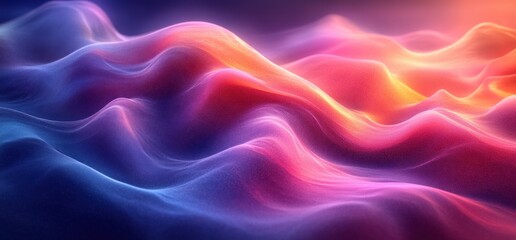 Obraz premium Abstract Wavy Lines Smooth Gradient in Blue Violet Backlit Digital Art Fluid Motion