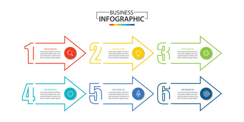 Six arrows infographic elements. Business template for presentation.