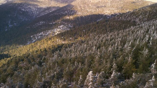 Aerial view of the mountains of Navacerrada in Castilla de Leon