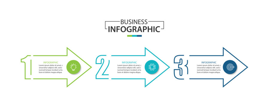 Three arrows infographic elements. Business template for presentation.  - Powered by Adobe