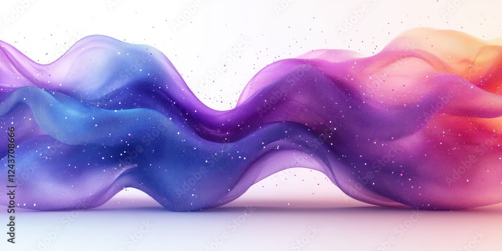 Poster abstract wavy particle pattern in blue and purple gradient on white background modern minimalist