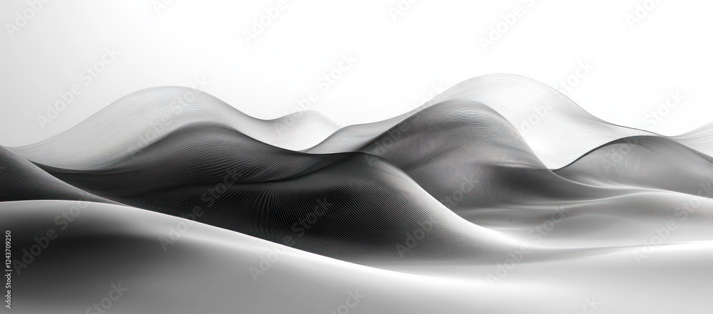 Poster abstract wavy line pattern minimalist black and white background dynamic flowing curves for technolo