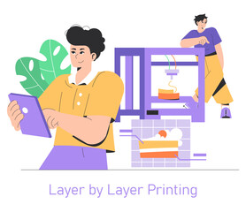 Printing Food. Flat Vector Illustration