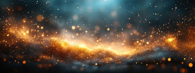 Naklejka premium Golden Bokeh Lights Abstract Background for Christmas New Year Wedding Celebration