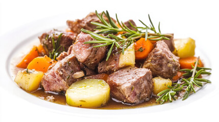 Fototapeta premium Close-up of flavorful lamb stew with tender chunks and vegetables for culinary inspiration