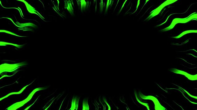Video overlay material. Green aura-like concentrated linework on a black background. By applying this material, you can easily turn your video into a poisonous video.