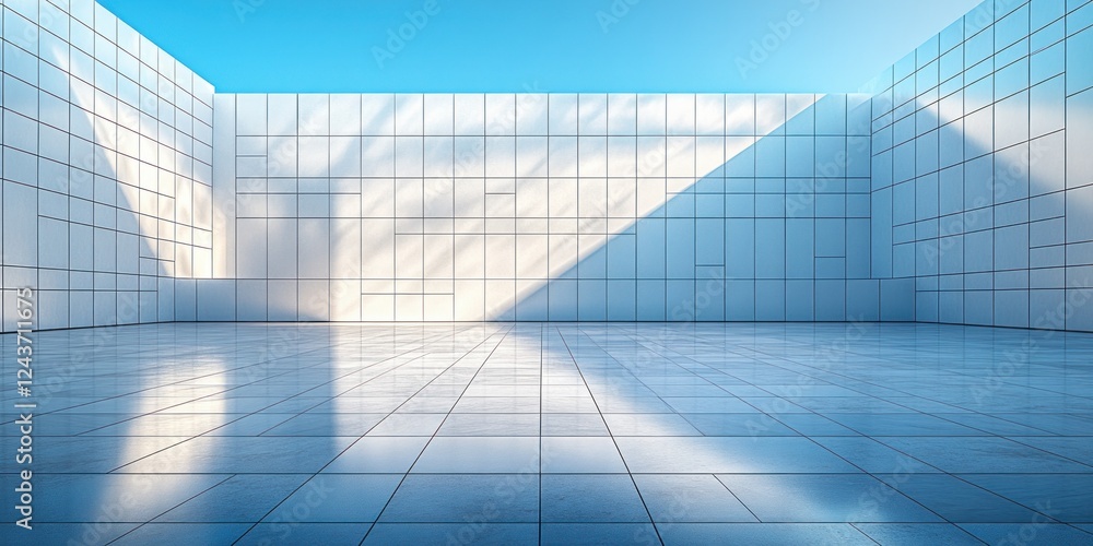 Poster white tiled wall geometric pattern rectangles in dynamic contrast clean lines minimalist design