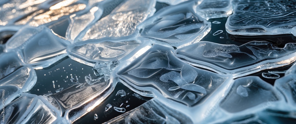 Poster intricate ice patterns create a stunning frozen surface with a mix of clear and opaque areas highlig