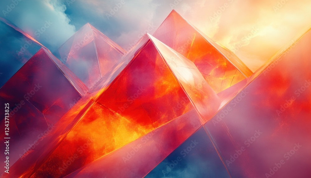 Poster futuristic abstract geometry with soft lighting and depth
