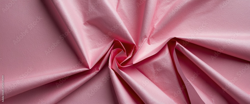 Poster textured pink paper with intricate folds creating an abstract background ideal for design, art proje