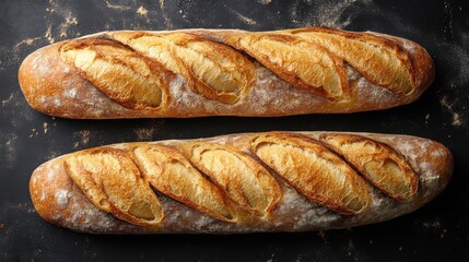 freshly baked baguettes isolated on transparent background