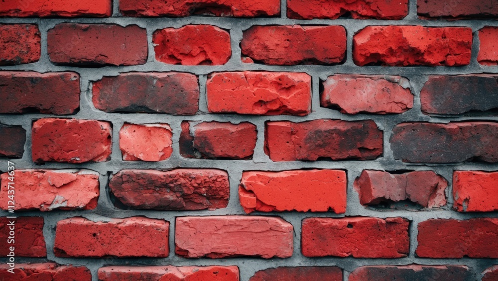 Poster closeup view of a red brick wall showcasing texture and pattern ideal for backgrounds in design and 