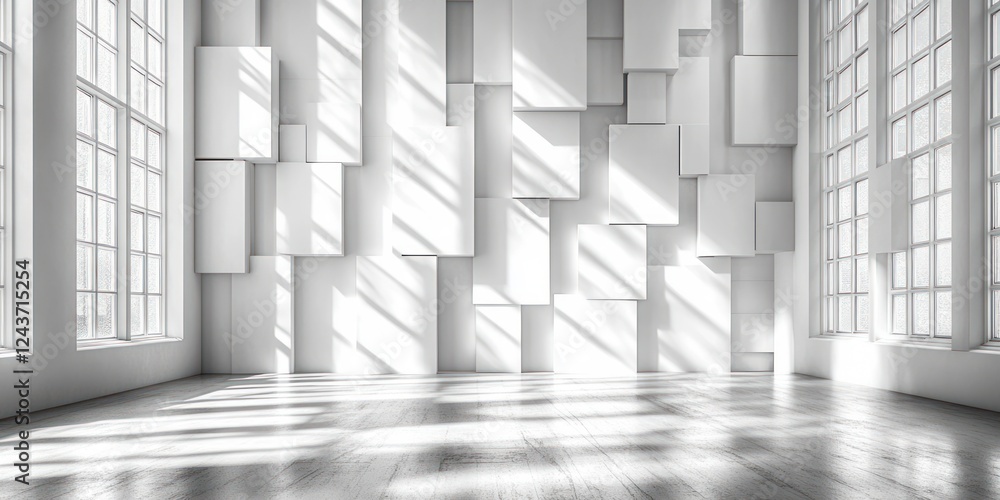 Poster white cube checkerboard pattern minimalist background wallpaper with copy space