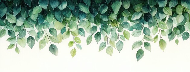 Watercolor Greenery Frame Template with Leaves and Branches for Invitations and Celebrations