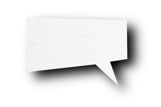 Speech bubble from white paper transparent background