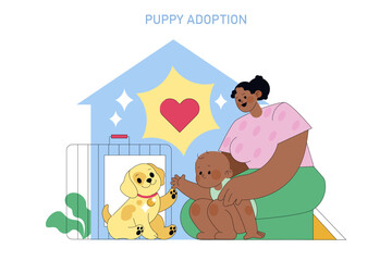 National Puppy Day. Flat Vector Illustration