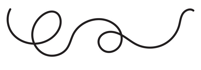 Squiggle, loopy thread, line vector decoration element