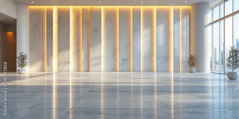 Poster minimalist white wall with rectangular geometric shapes soft lighting modern architecture pattern
