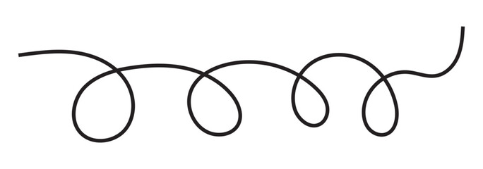 Squiggle, loopy thread, line vector decoration element