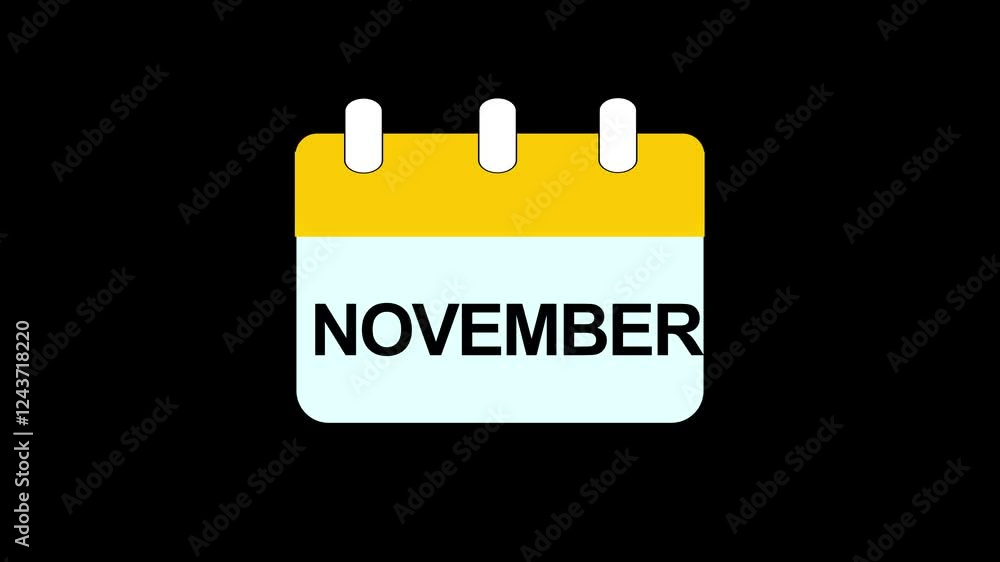 Poster november calendar animation month calendar icon animation with transparent background november text 