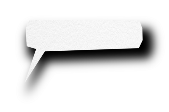 Speech bubble from white paper transparent background