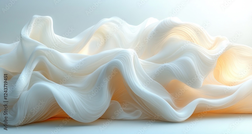 Poster minimalist abstract white wave background with soft light and flowing shapes
