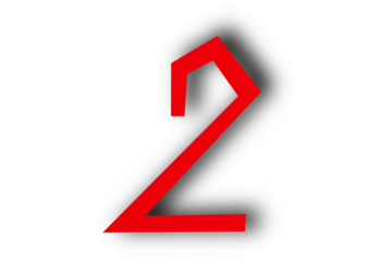 Number two from red paper transparent background