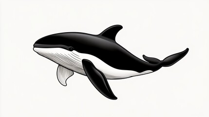 Fototapeta premium Black And White Marine Mammal Illustration