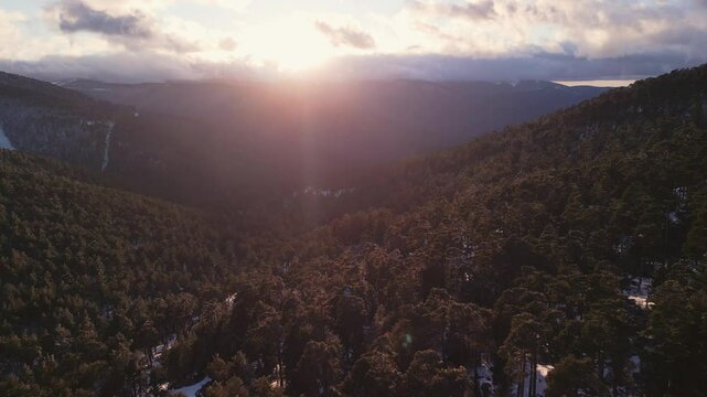 Mountains of Navacerrada aerial footage