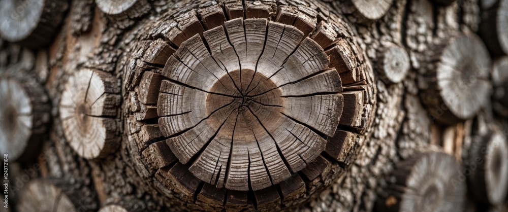Poster close-up view of intricate tree trunk knots showcasing the natural texture and patterns of wood, per