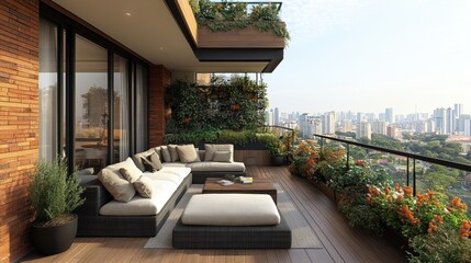 Cozy balcony with a view of the city