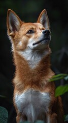 Fototapeta premium HD Phone Wallpaper Majestic Red Dingo Dog Portrait Wild Canine Australian Breed Looking Up Nature