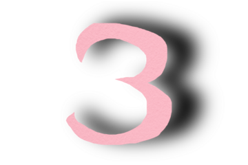 Number three from pink paper transparent background