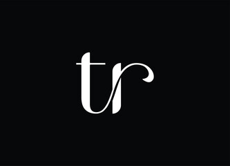 TR logo design handwriting signature style vector template.