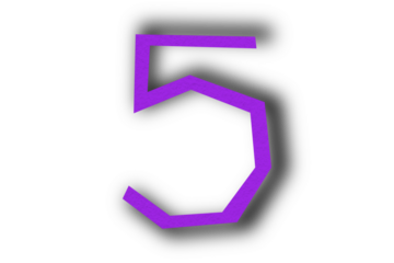 Number five from purple paper transparent background