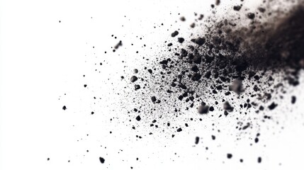 Dynamic Flying Dirt Particles on Clean White Background