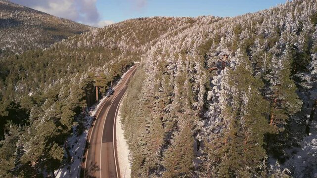 Road Mountains of Madrid Aerial Footage