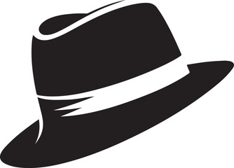 Silhouette vector icon of a classic fedora hat with a stylish brim. Perfect for fashion, vintage, and accessory designs. Isolated on a white background.