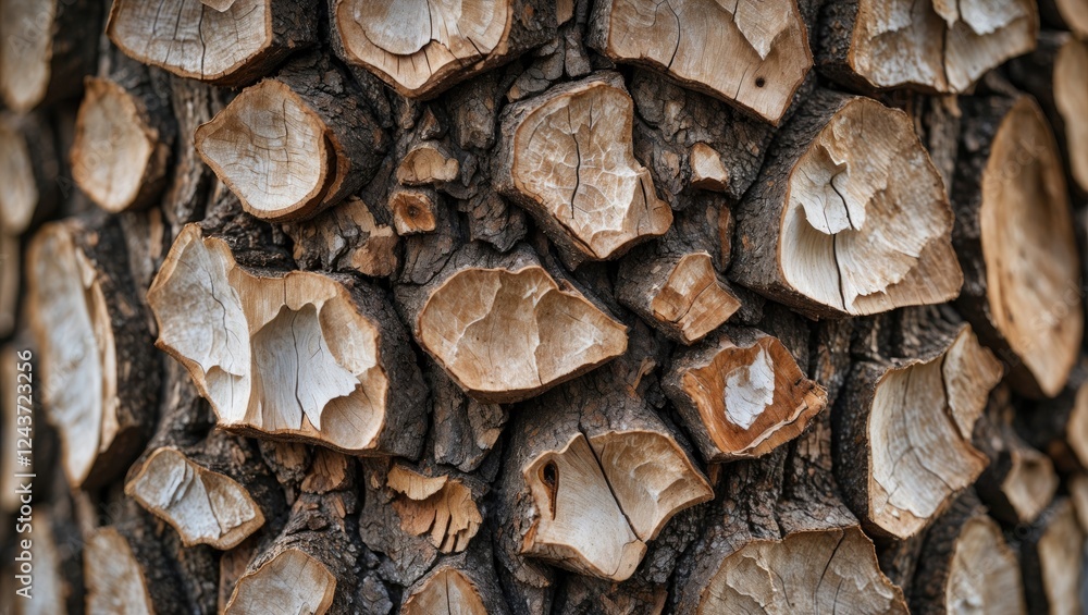 Poster close-up of textured tree bark displaying intricate natural patterns and rich earthy tones in a rust